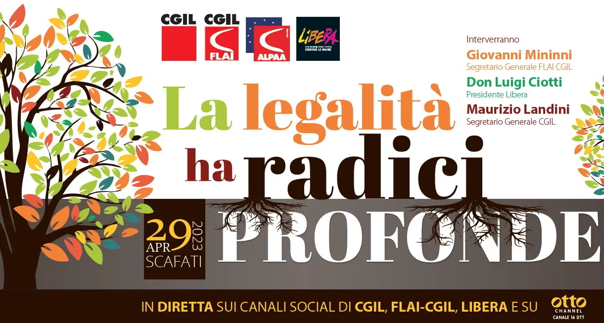 Manifestazione nazionale contro tutte le mafie, sabato 29 aprile a Scafati (SA) con CGIL, FLAI, Libera e Alpaa