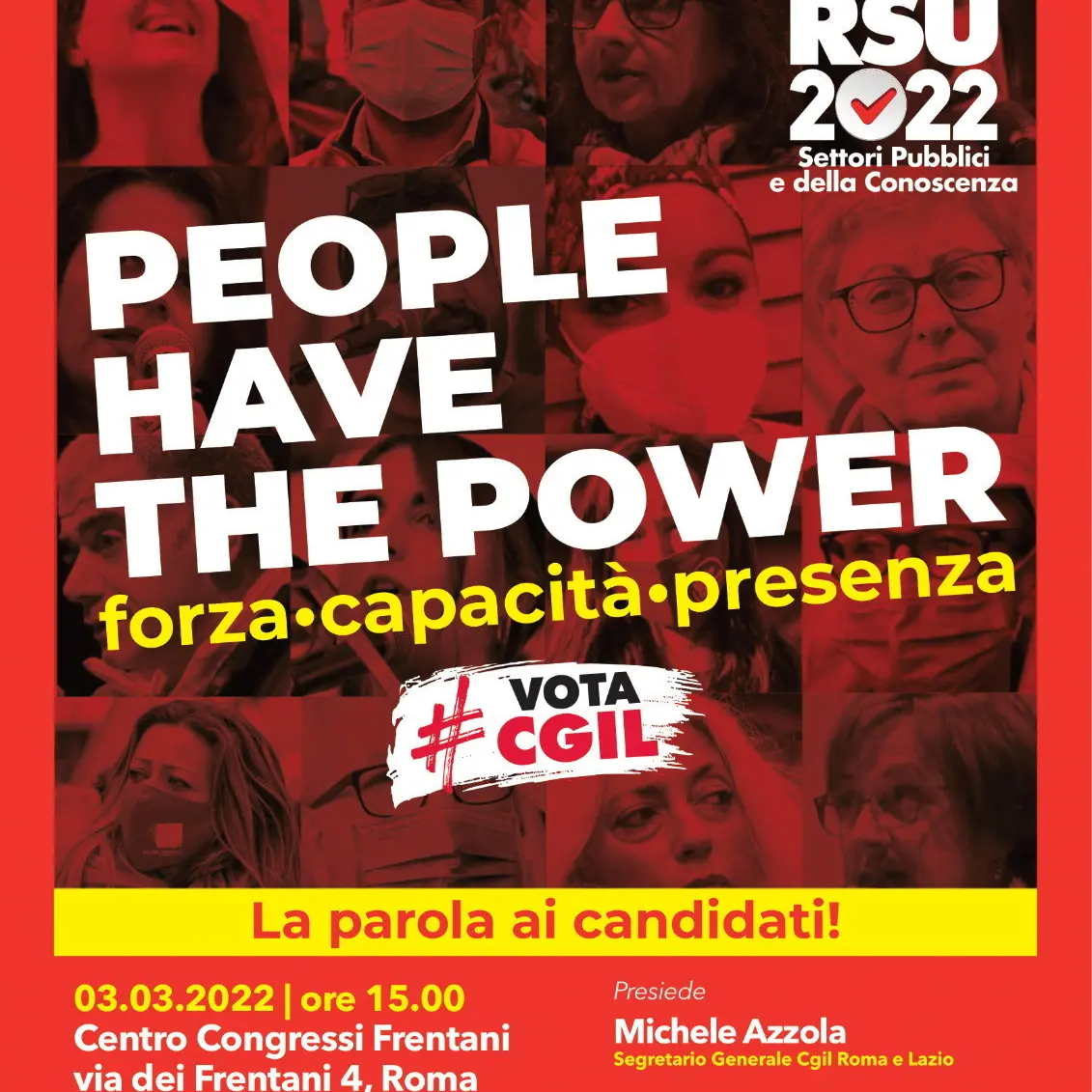 Rsu22: il 3 marzo iniziativa FP e FLC CGIL ‘People have the power’ con Landini